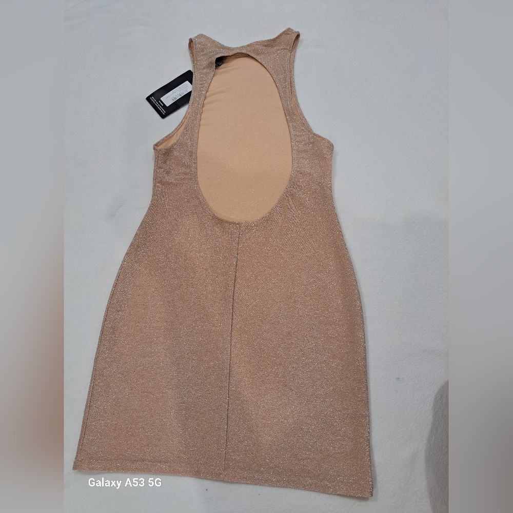 PrettyLittleThing Tan Bright Fitted Ribbed Tank Dress New - Picture 4 of 4